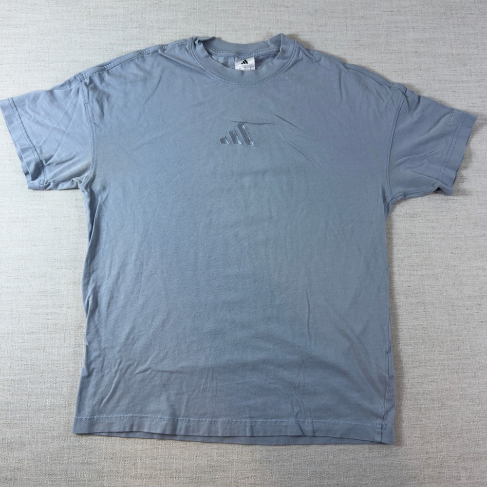 Adidas Mens Small Blue Short Sleeve Center Logo Embroidered T-Shirt